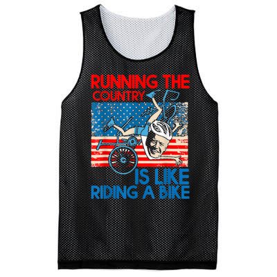 Anti Biden Falling Off Running Country Is Like Riding A Bike Mesh Reversible Basketball Jersey Tank