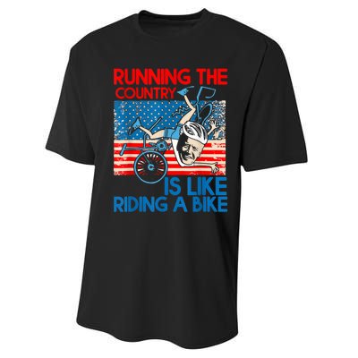 Anti Biden Falling Off Running Country Is Like Riding A Bike Performance Sprint T-Shirt