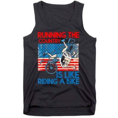 Anti Biden Falling Off Running Country Is Like Riding A Bike Tank Top