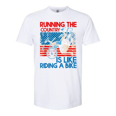 Anti Biden Falling Off Running Country Is Like Riding A Bike Softstyle CVC T-Shirt