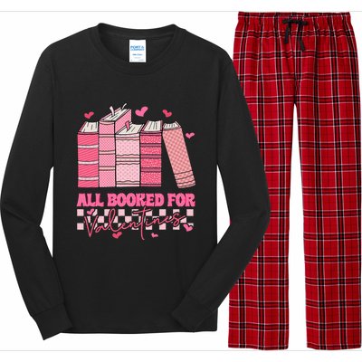 All Booked For Valentines Day Teachers Book Lovers Librarian Long Sleeve Pajama Set