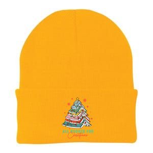 All Booked For Christmas Book Lovers Xmas Tree Bookish Cute Gift Knit Cap Winter Beanie