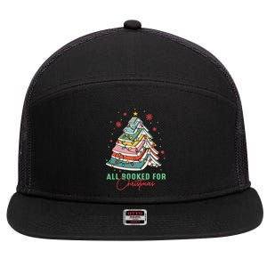 All Booked For Christmas Book Lovers Xmas Tree Bookish Cute Gift 7 Panel Mesh Trucker Snapback Hat