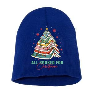 All Booked For Christmas Book Lovers Xmas Tree Bookish Cute Gift Short Acrylic Beanie