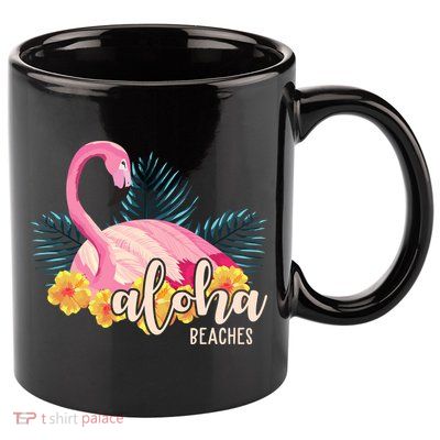 Aloha Beaches Flamingo Tropical 11oz C Handle Ceramic Mug