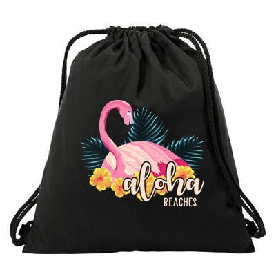 Aloha Beaches Flamingo Tropical Drawstring Bag