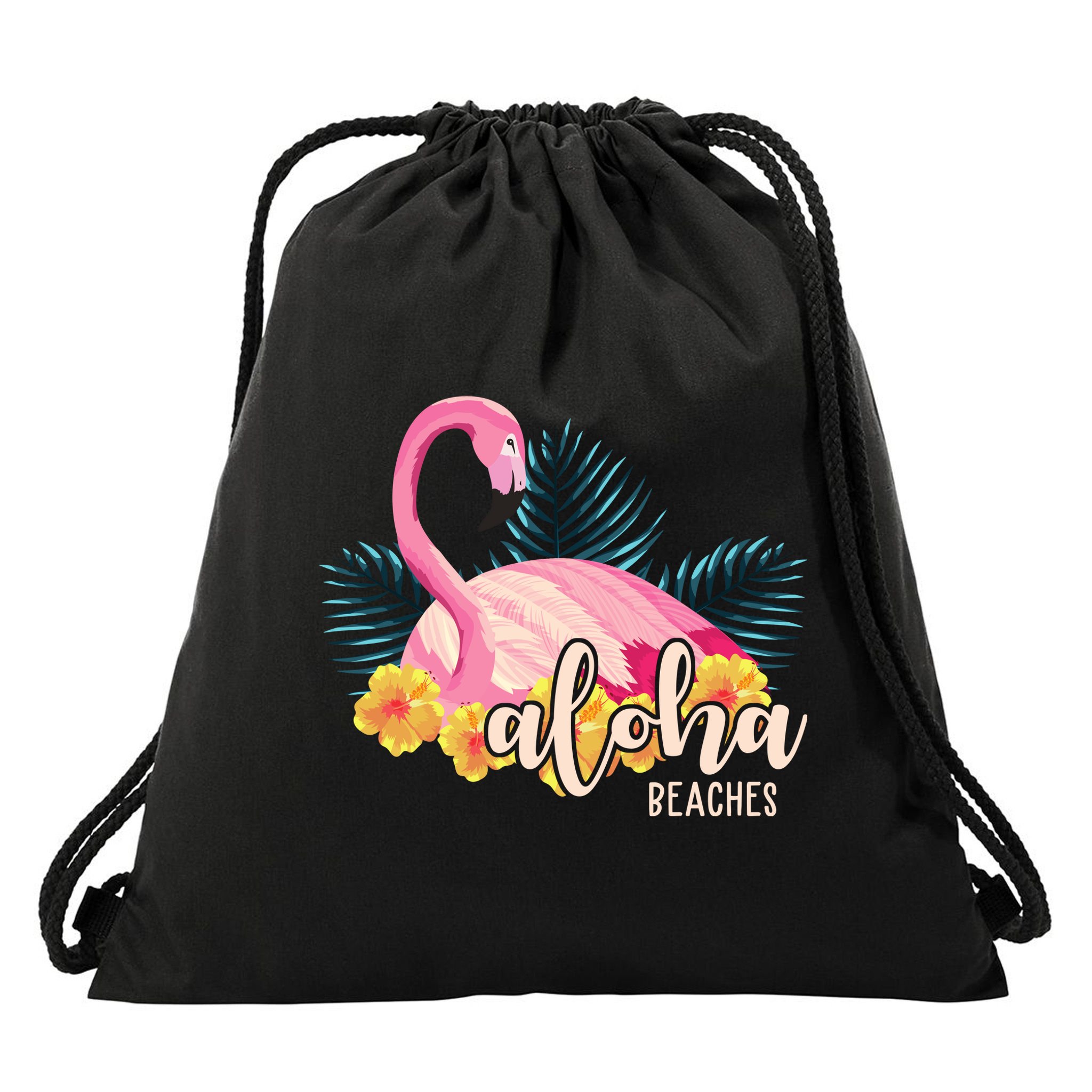 Aloha Beaches Flamingo Tropical Drawstring Bag