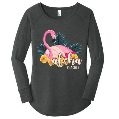 Aloha Beaches Flamingo Tropical Women's Perfect Tri Tunic Long Sleeve Shirt