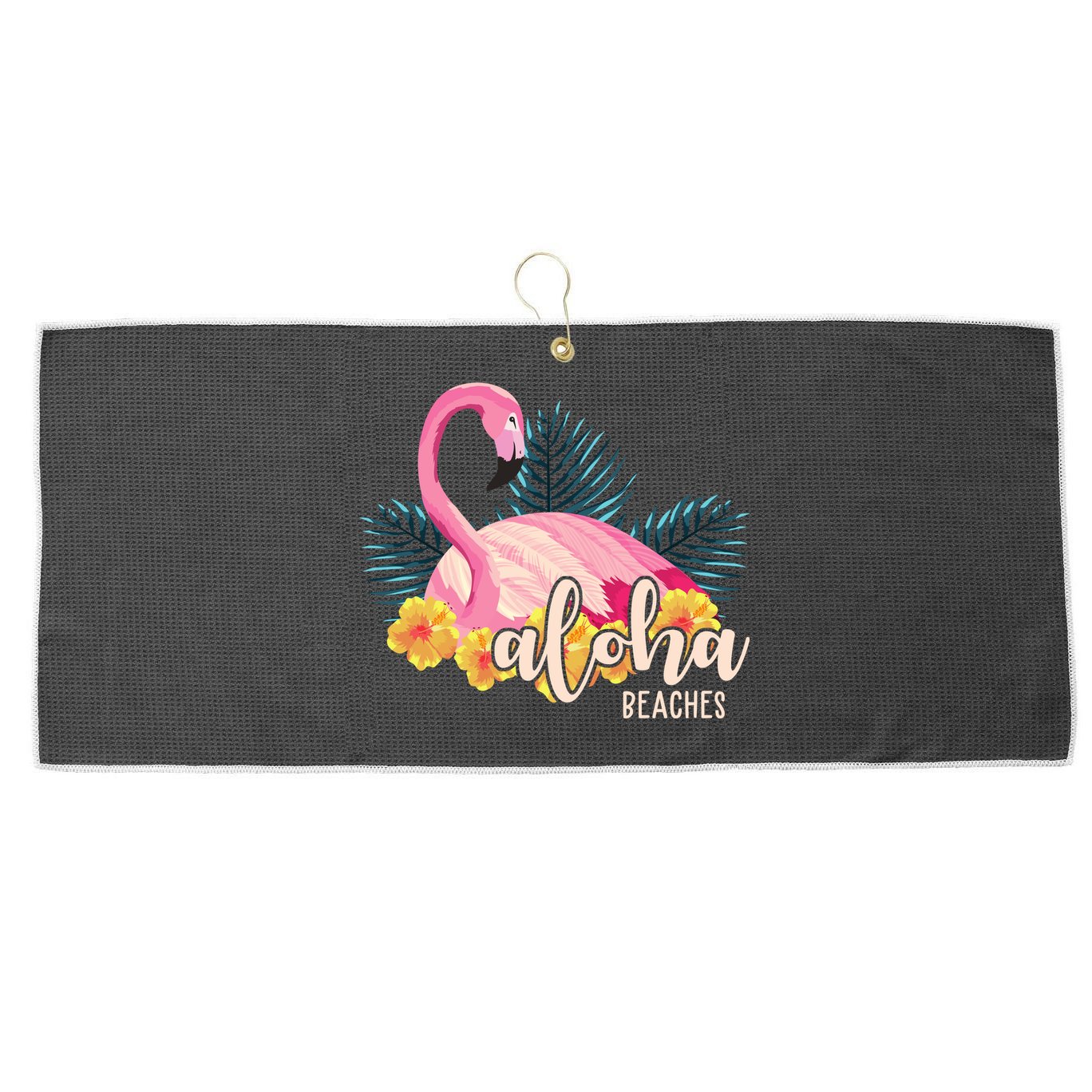 Aloha Beaches Flamingo Tropical Large Microfiber Waffle Golf Towel