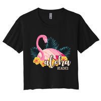 Aloha Beaches Flamingo Tropical Women's Crop Top Tee