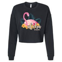 Aloha Beaches Flamingo Tropical Cropped Pullover Crew