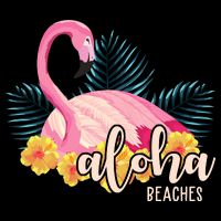 Aloha Beaches Flamingo Tropical Cropped Pullover Crew