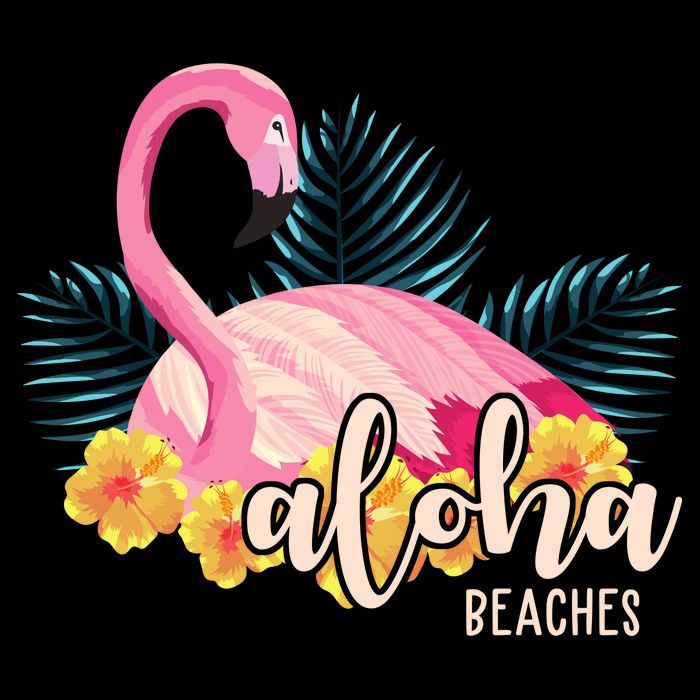Aloha Beaches Flamingo Tropical Cropped Pullover Crew