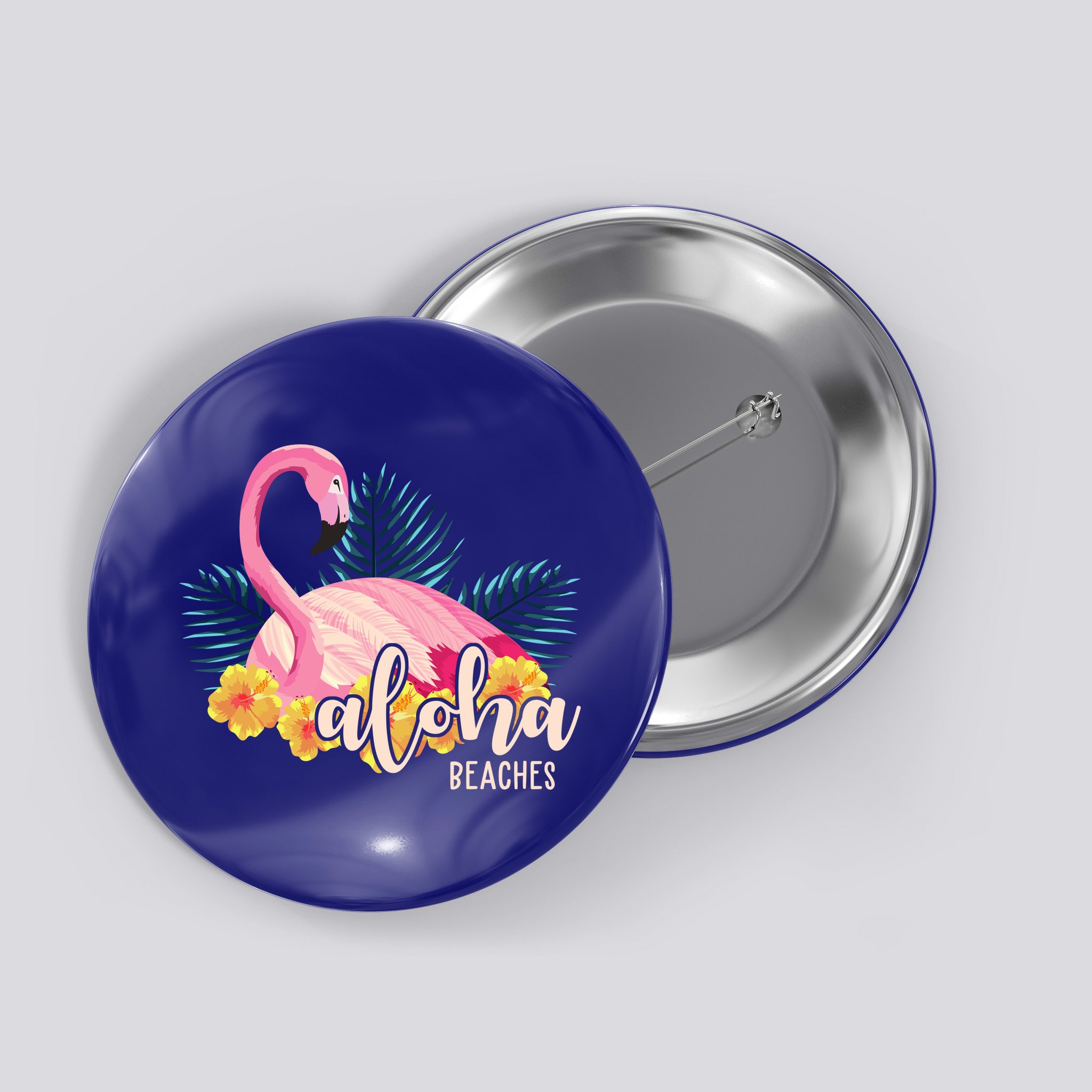Aloha Beaches Flamingo Tropical Button
