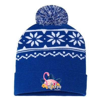 Aloha Beaches Flamingo Tropical USA-Made Snowflake Beanie