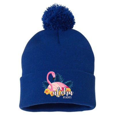 Aloha Beaches Flamingo Tropical Pom Pom 12in Knit Beanie