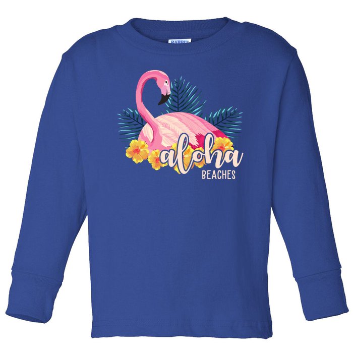 Aloha Beaches Flamingo Tropical Toddler Long Sleeve Shirt