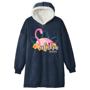 Aloha Beaches Flamingo Tropical Hooded Wearable Blanket