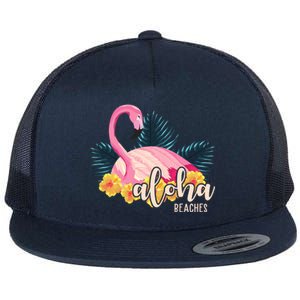 Aloha Beaches Flamingo Tropical Flat Bill Trucker Hat