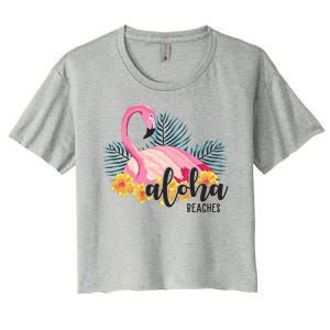 Aloha Beaches Flamingo Tropical Women's Crop Top Tee