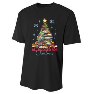 All Booked For Christmas Book Lover Performance Sprint T-Shirt