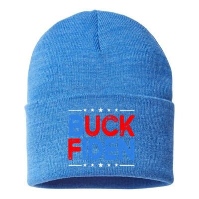 Anti Biden Funny Impeach Joe Biden Buck Fiden Cool Gift Sustainable Knit Beanie