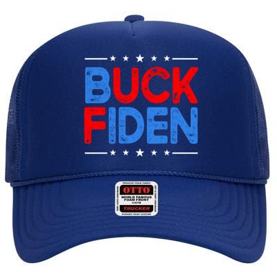 Anti Biden Funny Impeach Joe Biden Buck Fiden Cool Gift High Crown Mesh Back Trucker Hat