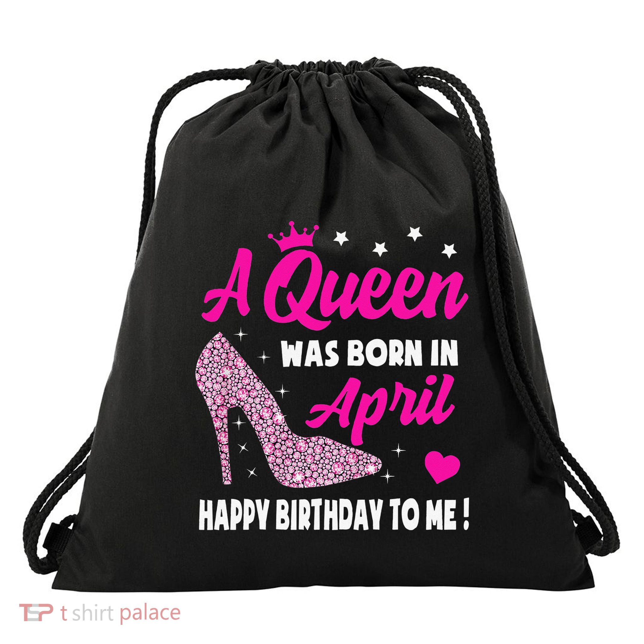 April Birthday For Wo Queen Born In April Drawstring Bag