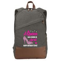 April Birthday For Wo Queen Born In April Cotton Canvas Backpack
