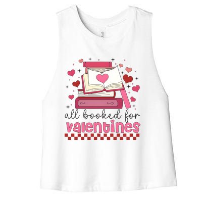 All Booked For Valentine Book Lover Bookish Women's Racerback Cropped Tank