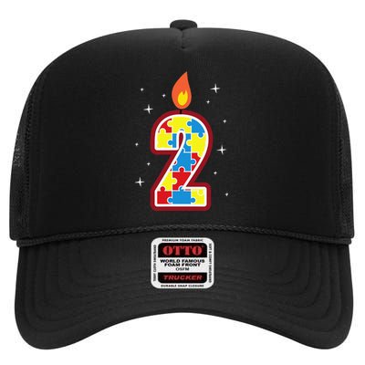 Autism Birthday Fors 2 High Crown Mesh Back Trucker Hat