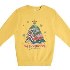 All Booked For Christmas Christmas Book Tree Light Funny ChristmasChristmas G Premium Crewneck Sweatshirt