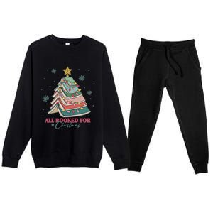 All Booked For Christmas Christmas Book Tree Light Funny ChristmasChristmas G Premium Crewneck Sweatsuit Set