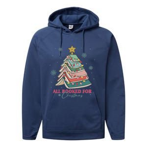 All Booked For Christmas Christmas Book Tree Light Funny ChristmasChristmas G Performance Fleece Hoodie