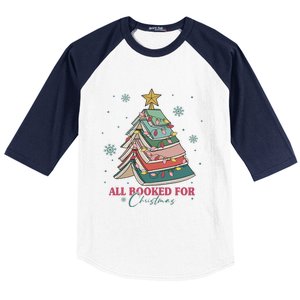 All Booked For Christmas Christmas Book Tree Light Funny ChristmasChristmas G Baseball Sleeve Shirt