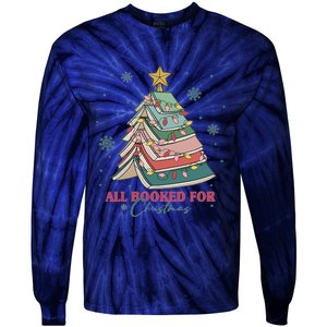 All Booked For Christmas Christmas Book Tree Light Funny ChristmasChristmas G Tie-Dye Long Sleeve Shirt