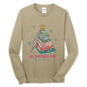 All Booked For Christmas Christmas Book Tree Light Funny ChristmasChristmas G Tall Long Sleeve T-Shirt