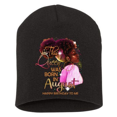 August Birthday Funny Melanin Afro Queen Black Wo Short Acrylic Beanie