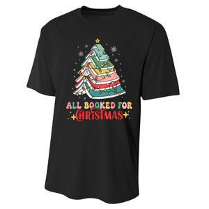 All Booked For Christmas Book Christmas Tree Lights Performance Sprint T-Shirt