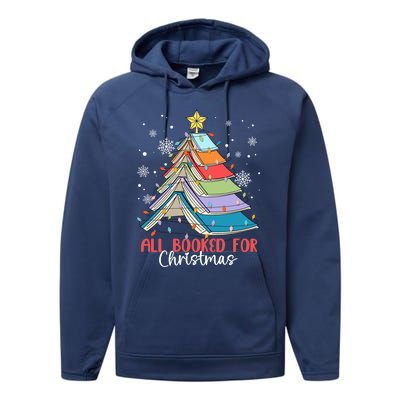 All Booked For Christmas Book Christmas Tree Lights Cool Gift Performance Fleece Hoodie