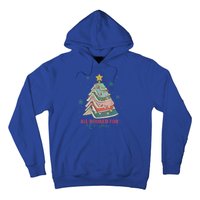 All Booked For Christmas Vintage Librarian Xmas Tree Lights Gift Hoodie