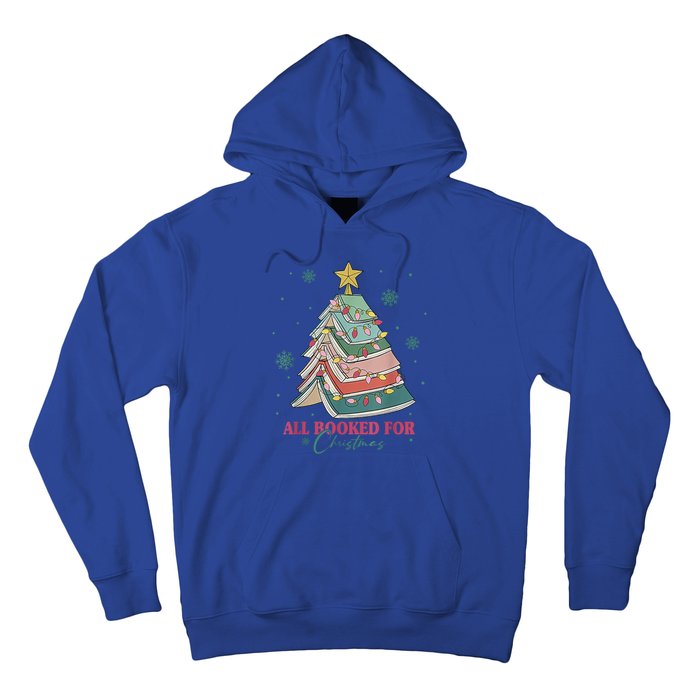 All Booked For Christmas Vintage Librarian Xmas Tree Lights Gift Hoodie