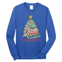 All Booked For Christmas Vintage Librarian Xmas Tree Lights Gift Long Sleeve Shirt