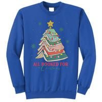 All Booked For Christmas Vintage Librarian Xmas Tree Lights Gift Sweatshirt