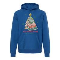 All Booked For Christmas Vintage Librarian Xmas Tree Lights Gift Premium Hoodie