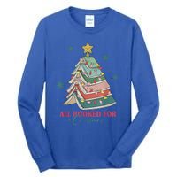 All Booked For Christmas Vintage Librarian Xmas Tree Lights Gift Tall Long Sleeve T-Shirt