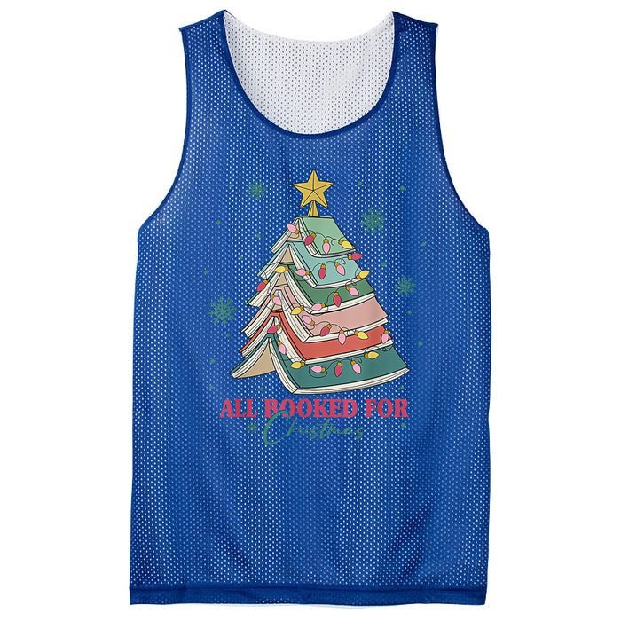 All Booked For Christmas Vintage Librarian Xmas Tree Lights Gift Mesh Reversible Basketball Jersey Tank