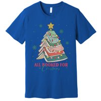 All Booked For Christmas Vintage Librarian Xmas Tree Lights Gift Premium T-Shirt