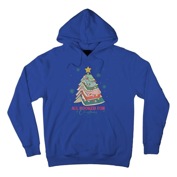 All Booked For Christmas Vintage Librarian Xmas Tree Lights Gift Tall Hoodie