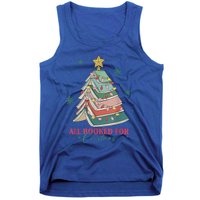 All Booked For Christmas Vintage Librarian Xmas Tree Lights Gift Tank Top